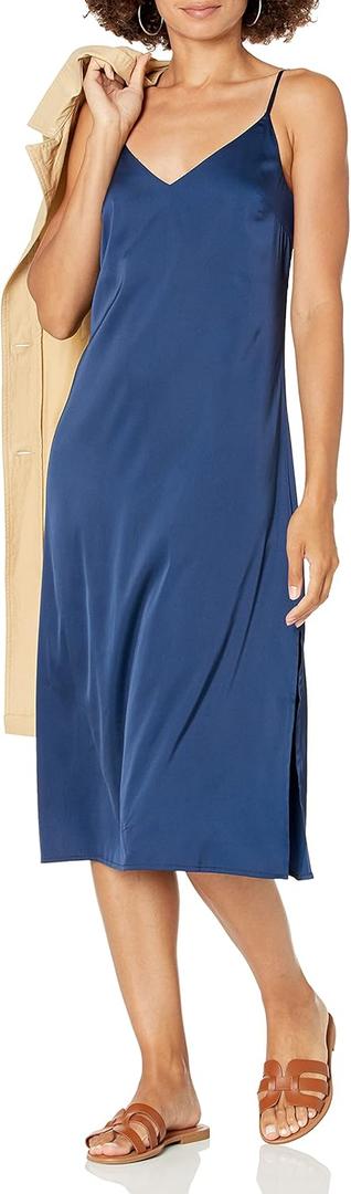 The Drop Women's Ana Silky V-Neck Midi Slip Dress (X-Large)