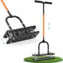 Lawn Aerator, 21 Pre-Assembled Metal Spikes, Automatic Dirt & Leaves Clean, Ergonomic Design, Soil Lawn Aerating Tools for Yard Lawn and Garden, Lawn Aerator Spikes aerating Tool (Medium)