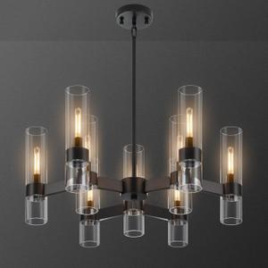 9 Light Black Chandelier, Modern Farmhouse Chandeliers for Dining Room Light Fixtures Over Table, Kitchen Island Lighting Fixture with Clear Glass Cover for Living Room Kitchen Island Bedroom Foyer