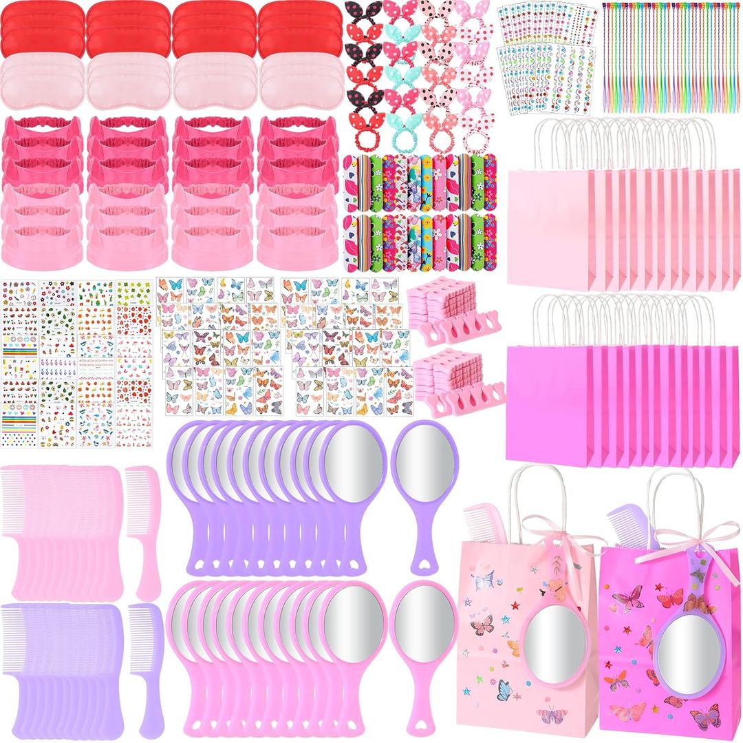 Pinkunn 264 Pcs Spa Party Supplies for 16 Kids Girls Party Favors