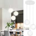 KoKo&Yukina Globe Pendant Light 3 Light White Globe Pendant Lights Kitchen Island Mid Century Light Fixture with Milky White Glass Shade for Dining Room Living Room