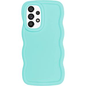 Slim Fit Case for Samsung Galaxy A13 5G /A13 4G /A04S /A13 LTE 4G, Wave Frame, Cute Soft TPU Thin Protective Phone Cover for Women, Light Cyan (Mint)