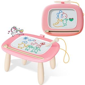 Kikidex Magnetic Drawing Board, Toddler Girl Toys for 1-2 Year Old, Doodle Board Pad Learning and Educational Toys for 1 2 3 Year Old Baby Kids Birthday Gift (Soft Pink)