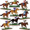 9 Pcs Derby Horse Party Decorations Horse Racing Table Centerpieces Wooden Decoration Single Sided Horse Decorations Tiered Tray Decor for Horse Racing Festival Supplies