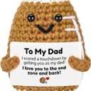 3 x Fathers Day Dad Gifts from Daughter Son, Handmade Crochet Football Father's Day Birthday Gift for Dad, Unique Fathersday Present for Papa Stepdad Bonus Dads, Positive Pocket Hug Cozy Desk Decor