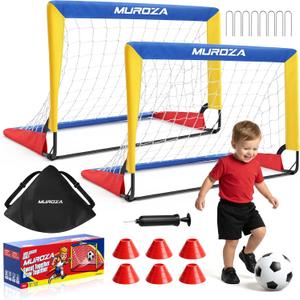 Kids Soccer Goal, Soccer Goals for Backyard Set, 2 Pack of 2x1.5ft Portable Pop Up Soccer Net Set with Ball, Cones, Complete Training Equipment for Youth Ages 3-8