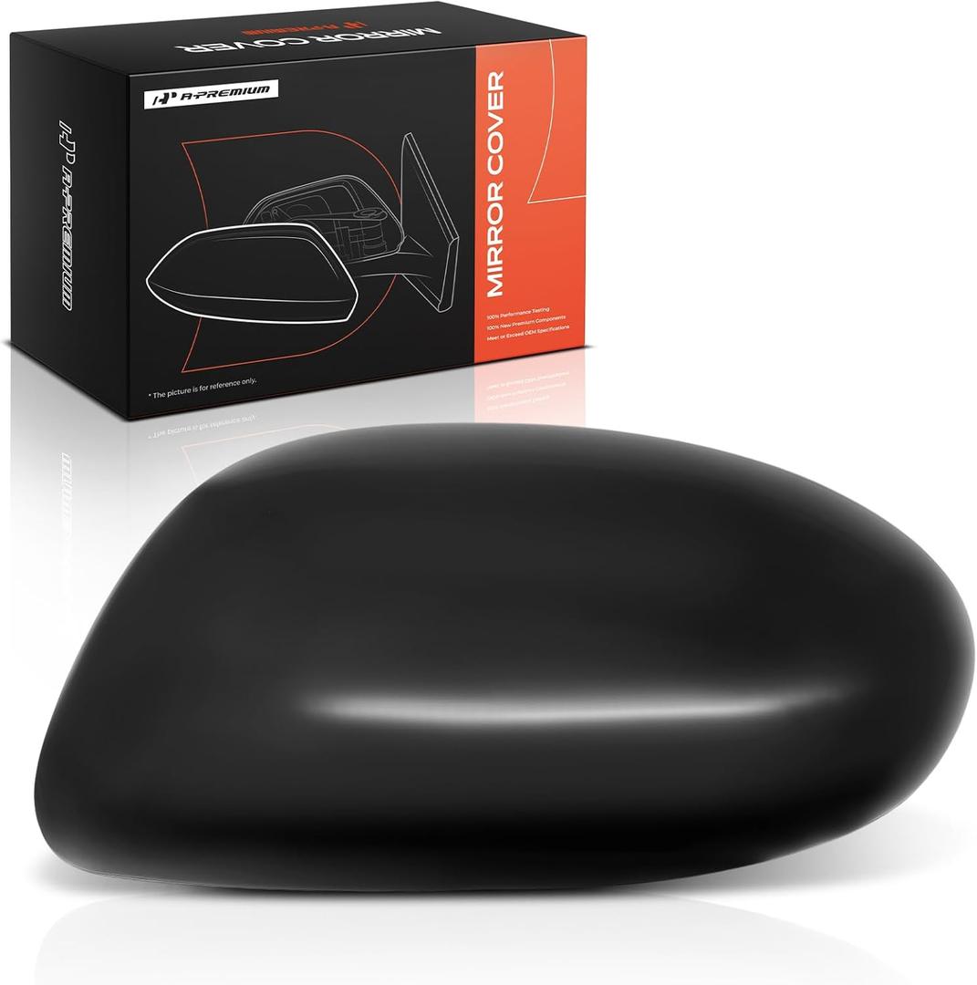 A-Premium Driver Side Rearview Mirror Cover Cap - Compatible with Mazda 3 2010 2011 2012 2013 - Smooth Black, Without Turn Signal Hole