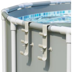 POOLHOUR Pool Hooks for Poles - Adjustable 3-Hook Pool Pole Hanger for Above Ground Pool Accessories,Skimmer & Cleaning Tool Bracket for Above Ground Pool Maintenance[Patented]
