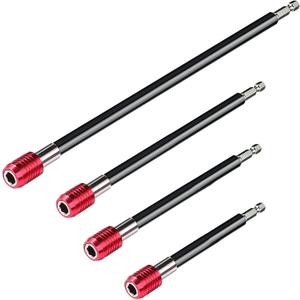 Drill Bit Extension Set, 4Pcs Magnetic Drill Screwdriver Bit Holder Bar Chuck Adapter Extender 1/4 inch Hex Quick Release Bit Holder for Impact Driver Screws Nuts Drill