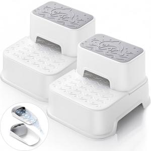 2 Step Toddler Step Stool, Non-Slip Multifunctional Kids Step Stool for Bathroom Sink & Toilet Potty Training,Supports Up to 220 lbs (2 Packs, White)