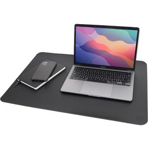 Vine Creations Leather Desk Mat 24" x 17", Desk Protector, PU Leather Desk Pad, Non Slip Small Desk Pad Mat, Desk Blotter, Desk Pads on Top of Desks, Home or Office Small Desk Mat (Black)