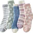 Fuzzy Socks for Women, Super Soft Warm Cozy Socks for Womens Winter, Warm Comfortable Fabric 5 Pairs (Multicolor-1)