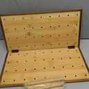 Foldable Pegboard Organizer for Kitchen Bamboo Base & Acacia Wood Edge Dish Rack for Kitchen Countertop, Cabinet, and Drawer, 16 Removable Pegs, 15.7" x 15.7"
