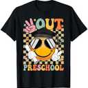 Retro Peace Out Preschool Smile Face Last Day Of School T-Shirt 4T Gray