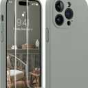 AOTESIER Shockproof for iPhone 14 Pro Max Case, Upgraded [Camera Protection] Food Grade Silicone Phone Case with [2 Screen Protectors], Anti-Scratch Soft Microfiber Lining Inside, 6.7 inch, Natural