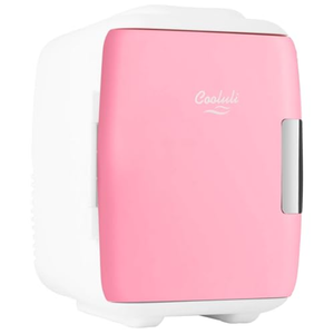 Cooluli Mini Fridge for Bedroom - Car, Office Desk & Dorm Room - Portable 4L/6 Can Electric Plug In Cooler & Warmer for Food, Drinks, Skincare Beauty & Makeup - 12v AC/DC & Exclusive USB Option, Pink