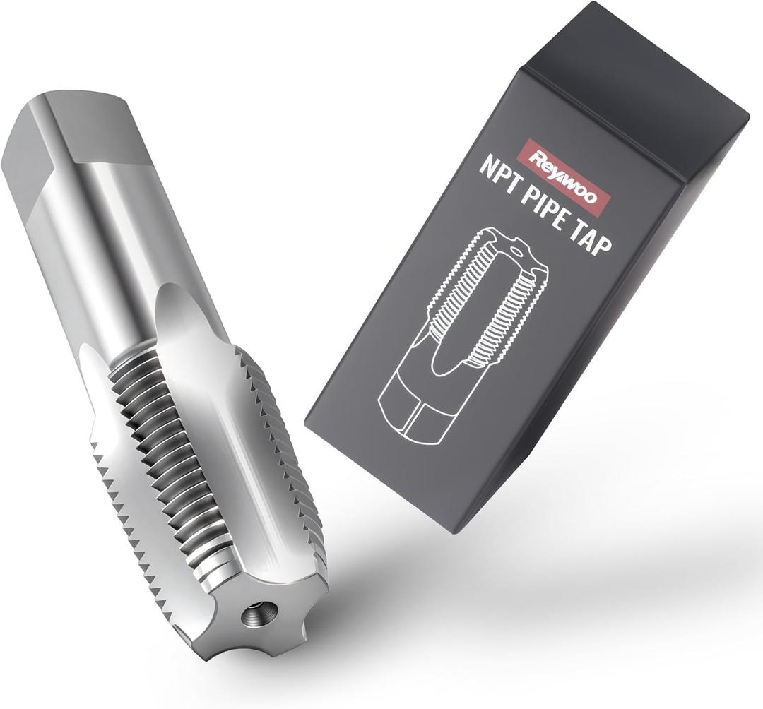 Reywoo 1/2"-14 NPT Pipe Tap, 1/2-14 NPT Thread Tap, 52100 High-Carbon Chrome Steel Taper Tap, 4 Flute, for Plumbing, Metalworking, HVAC, DIY and Industrial Threading