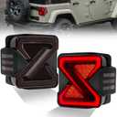 Shocklight LED Tail Lights Assembly For 2007-2018 Jeep Wrangler JK JKU, A Pair Of Tail Lights With Rear Turn Signal Lamp & Brake & Running & Reverse Light(Smoked Lens)