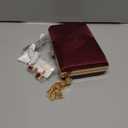 Jadive 3 Pcs Clutch Purses for Women Handbag Evening Purses Bag for Wedding Vintage Banquet Handbag Earrings Necklace Set(Maroon)