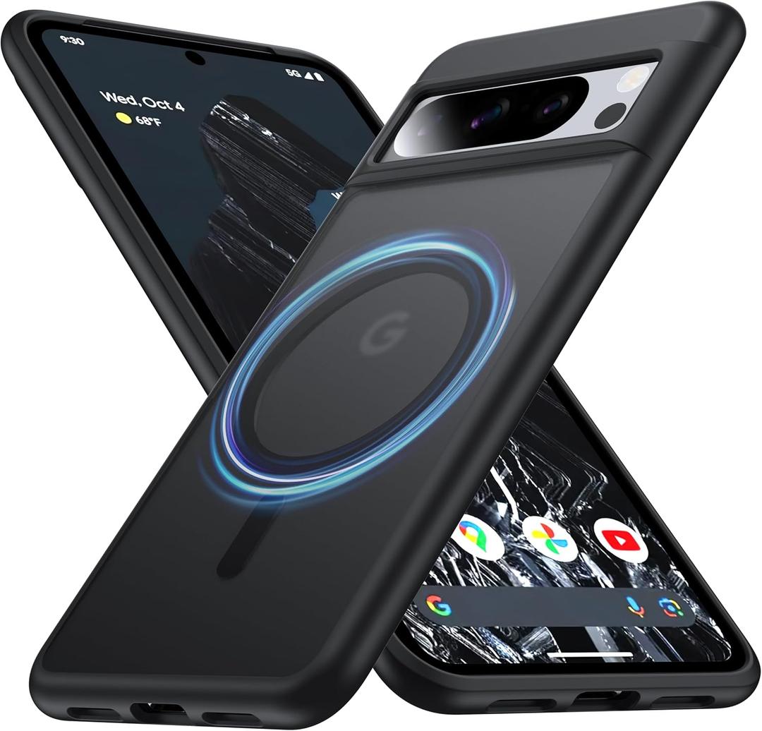 [NO.1 Magnetic] for Google Pixel 8 Pro Case with MagSafe [Military Grade Drop Tested][Translucent Matte][Anti-Fingerprint]Slim Case Soft Silicone Bumper for Google Pixel 8 Pro Phone Case,Black