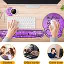 Keyboard Wrist Rest and Mouse Pad with Wrist Support, Ergonomic Mouse Pad Coaster,Easy Typing Pain Relief,Keyboard Mousepad Set,Stay Positive Work Hard and Make It Happen Purple Glitter