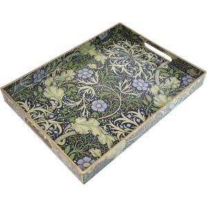 Spsyrine Serving Tray with Handles, Plastic Decorative Tray for Coffee Table, Living Room, Home Decor, Seaweed