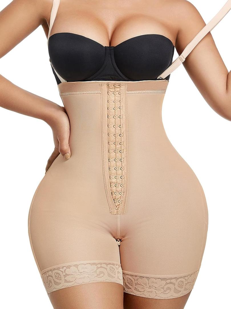 Fajas Colombians Shapewear Tummy Control Post Surgery Compression Garment Waist Shaping Hip Lifter for Women (Medium, Beige)