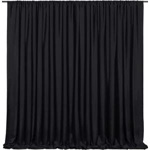 Black Backdrop Curtains 2 Panels 5ft x 10ft Polyester Photo Backdrop Drapes for Wedding Party Stage Birthday Decorations