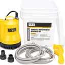 Tankless Water Heater Flush Kit Includes 1/4HP Sump Pump with Two Adapters & 3 Gallons Pail with Bucket Lid Opener & Two 1/2 Dia X 6 Hoses with Washers
