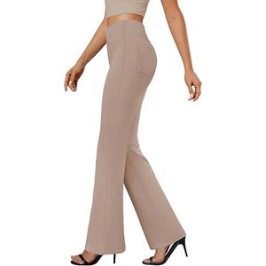 Agenlulu Wide Leg Dress Pants for Women Elastic High Waist Straight Leg Pants Business Casual Pull on Office Work Slacks (Beige, XL)