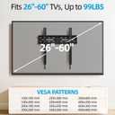 Fixed TV Wall Mount for Most 26-60 Inch Screen, Low Profile TV Mount with Quick Release Lock, Ultra Slim Wall Mount Bracket, Max VESA 400x400mm, Holds up to 99 lbs, up to 16Wood Studs by USX STAR