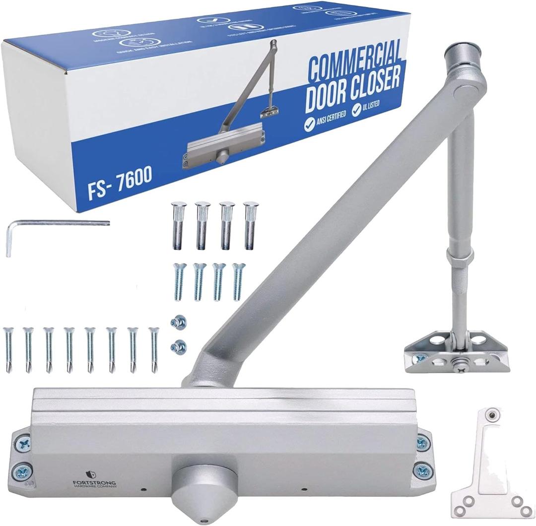 FORTSTRONG Commercial Door Closer Heavy Duty (Silver) - Automatic Door Closer - UL Listed Grade 1 ADA Hydraulic Door Closers Commercial Certified - FS-7600