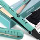 2 in 1 Hair Straightener and Curler-15s Fast Heating Ceramic Flat Iron, LCD Temp Display, Wide Plates for Short/Long Hair, Portable Travel Straightener with Heat-Resistant Glove & Clips,Green