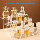 HENABLE 4 Tier Acrylic Perfume Organizer Stand, Clear Display Risers for Perfume, Cologne, Cosmetic, Skincare, Funko POP, Dessert Display, Cupcake Stand Holder