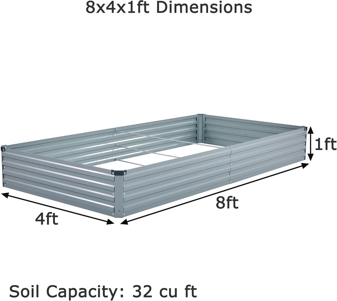 Galvanized Raised Garden Bed
Outdoor Planter Box Metal Patio Kit Planting Bed for Vegetables Flowers Herb,Gray