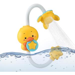 Baby Bath Shower HeadElectric Duck Bath Shower Toy, Baby Bath Toy with Soft Hose &Adjustable Sprinkler, Fun Water Play for Toddlers, Infant Shower Gift for Boys &Girls