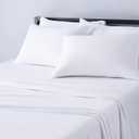 4 Piece Bed Sheet Set, 100% Cotton Jersey, Includes Super Soft, Flat and Fitted Sheets, Pillowcase, King, White, Sol