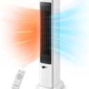 FOHERE Oscillating Tower Fan and Space Heater in One for Indoor Use, All Season High-Velocity Fan and Heater Combo Safety with Overheat Protection, Timer, Installation Free, 1500W, 37.9 Inches, White