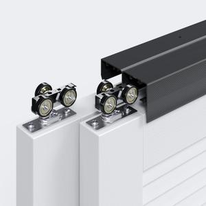 EaseLife 8FT/96in Bypass Double Sliding Pocket Door Hardware Kit, Aluminum, Black, Modern Style