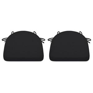 Shinnwa Kitchen Chair Cushions Set of 2, Non-Slip Dining Chair Cushions with Ties and Machine Washable Cover, 2 Pack, 17 x 16.5 x 2in, Black
