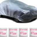 4 Pack Universal Disposable Car Covers Waterproof Plastic Car Cover for Automobiles Universal Vehicle Cover with Elastic Band for Sedan Outdoor Snow Rain Weather, (Size L)
