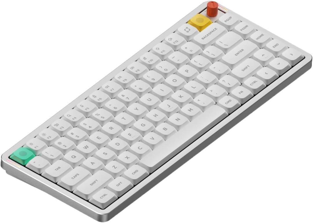 nuphy Air75 V3 Hot Swappable Wireless Mechanical Keyboard, 84 Keys 75% Custom Low Profile Keyboard with Knob, RGB Backlit, Gasket Mounted, Support Bluetooth/2.4GHz/USB-C,White-Red Nano