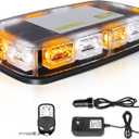 Amber White Strobe Lights with Magnetic Base, 48 LED Wireless Rechargeable Emergency Strobe Beacon Light, 12V-24V Roof Top Flashing Light for Car Trucks Vehicles