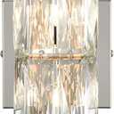 SAMTEEN Chrome Crystal Wall Sconce Modern 4-Light Crystal Sconces Wall Lighting Tube Shape Glass Wall Light Fixture for Bedroom Living Room Hallway Kitchen Bathroom Vanity Light