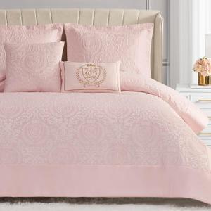 Juicy Couture Comforter Set, Dovona Design Bed Sheets, King Bedding, 5 Piece Set Includes 1 Comforter, 2 Shams and 2 Decorative Pillows, Wrinkle Resistant and Anti Pilling,Pink Blush