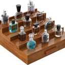 Cologne Organizer for Men,4 Tier Walnut Wood Cologne Stand,Cologne Shelf Display Holder with Hidden Storage and Drawer,Perfume Stand Organizer Great Gifts for Men
