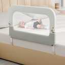 omzer Bed Guard Rail for Toddlers - 32inch Folding up & Adjustable Heights Baby Bed Safety Rails - Portable Toddler Bed Barrier Railing Guard for Kids Twin, Bunk, Queen, Full Size Bed