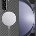 Aramid Fiber Case for Samsung Galaxy Z Fold 7 Compatible with MagSafe, Black 1500D with Carbon Fiber Texture, Super Slim Protective Cover Skin, Soft Touch Sturdy Durable Snap-on Back Cover