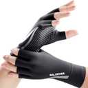 All-Around Copper Arthritis Gloves, Carpal Tunnel Pain Relief Gloves, Breathable & Anti-Slip Hand Compression Gloves for Rheumatoid, Tendonitis, Swelling, Fingerless Gloves Fit Men & Women 9.5"-10.2" (Black)