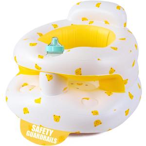 Upgraded Inflatable Baby Seat for Babies 3-36 Months, Inflatable Baby Chair Sit Me Up Floor Seat for Baby, Back Support Baby Seats for Infants for Sitting Up with Built in Air Pump (Yellow Bear)
